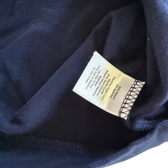 Talbots Petite Size P Small Navy Blue Short Sleeve Midi Dress With Ruffle Neck - Picture 4 of 7